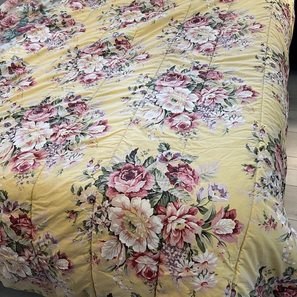 Vtg Ralph Lauren Sophie Brooke Quilted Queen Comforter Cabbage Rose